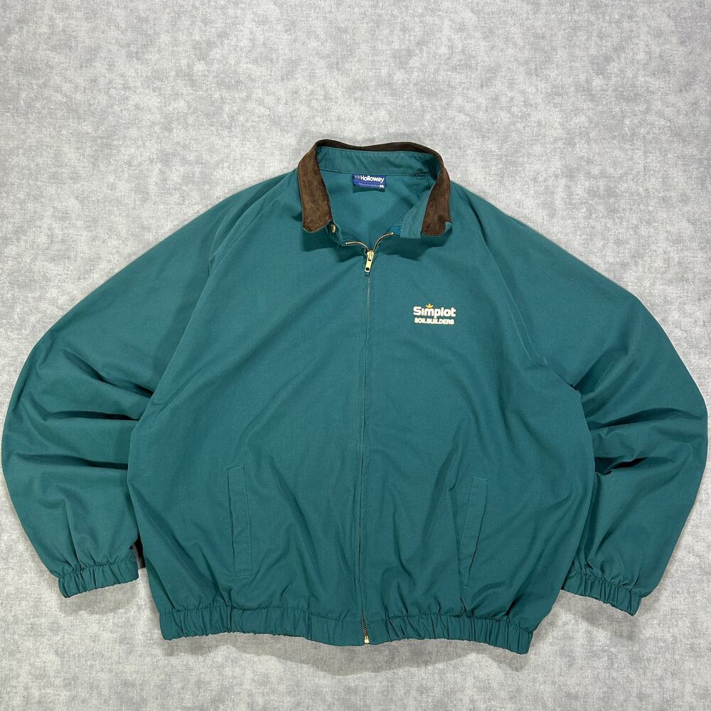 Vintage 90s Holloway Simplot Soilbuilders Jacket Mens XXL Suede leather Collar